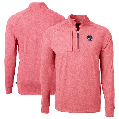 Men's Cutter & Buck  Heather Red Binghamton Rumble Ponies Adapt Eco Knit Big Tall Quarter-Zip Pullover Top