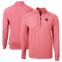 Men's Cutter & Buck  Heather Red Binghamton Rumble Ponies Adapt Eco Knit Big Tall Quarter-Zip Pullover Top
