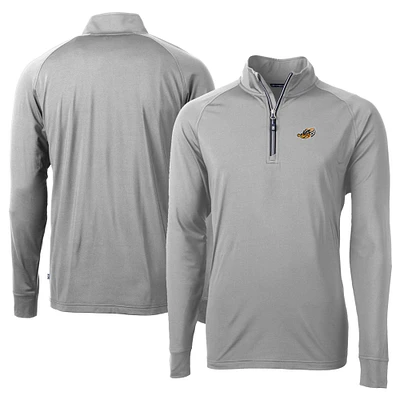 Men's Cutter & Buck  Gray Akron RubberDucks Adapt Eco Knit Stretch Recycled Big Tall Quarter-Zip Pullover Top