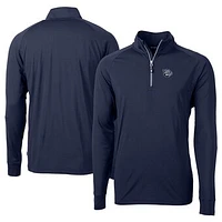 Men's Cutter & Buck  Navy Lehigh Valley IronPigs Adapt Eco Knit Stretch Recycled Big Tall Quarter-Zip Pullover Top