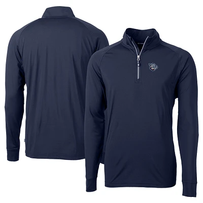 Men's Cutter & Buck  Navy Lehigh Valley IronPigs Adapt Eco Knit Stretch Recycled Big Tall Quarter-Zip Pullover Top