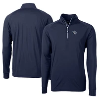 Men's Cutter & Buck  Navy Lehigh Valley IronPigs Adapt Eco Knit Stretch Recycled Big Tall Quarter-Zip Pullover Top