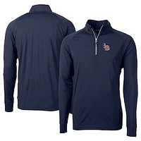 Men's Cutter & Buck  Navy Louisville Bats Adapt Eco Knit Stretch Recycled Big Tall Quarter-Zip Pullover Top
