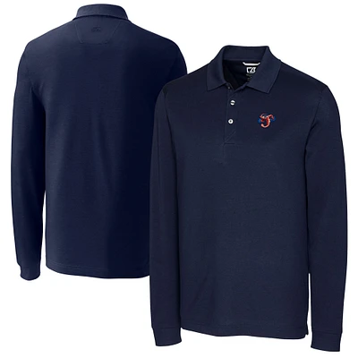 Men's Cutter & Buck  Navy Jacksonville Jumbo Shrimp Advantage Tri-Blend Pique Big Tall Long Sleeve Polo