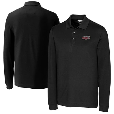 Men's Cutter & Buck  Black Lansing Lugnuts Advantage Tri-Blend Pique Big Tall Long Sleeve Polo