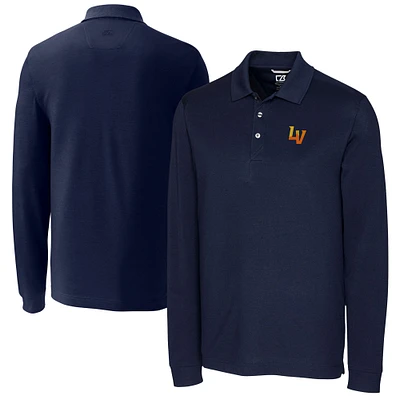 Men's Cutter & Buck  Navy Las Vegas Aviators Advantage Tri-Blend Pique Big Tall Long Sleeve Polo