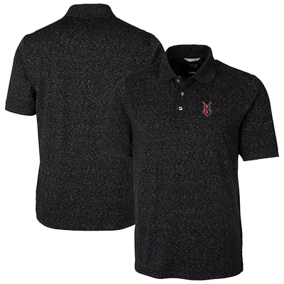 Men's Cutter & Buck Black Indianapolis Indians Big Tall DryTec Advantage Tri-Blend Space Dye Polo
