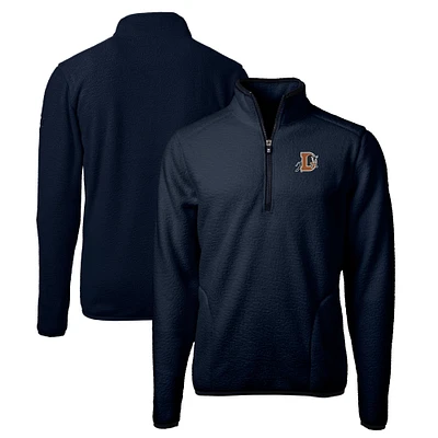 Men's Cutter & Buck Navy Durham Bulls Big Tall Cascade Eco Sherpa Fleece Quarter-Zip Pullover Jacket