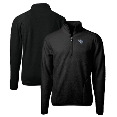 Men's Cutter & Buck Black Lehigh Valley IronPigs Big Tall Cascade Eco Sherpa Fleece Quarter-Zip Pullover Jacket