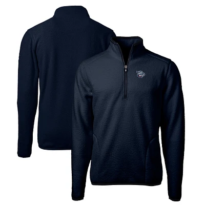 Men's Cutter & Buck Navy Lehigh Valley IronPigs Big Tall Cascade Eco Sherpa Fleece Quarter-Zip Pullover Jacket