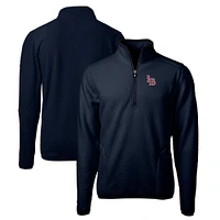 Men's Cutter & Buck Navy Louisville Bats Big Tall Cascade Eco Sherpa Fleece Quarter-Zip Pullover Jacket