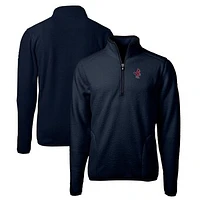 Men's Cutter & Buck Navy Memphis Redbirds Big Tall Cascade Eco Sherpa Fleece Quarter-Zip Pullover Jacket