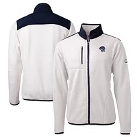 Men's Cutter & Buck White/Navy Binghamton Rumble Ponies Big Tall Cascade Eco Sherpa Fleece Full-Zip Jacket