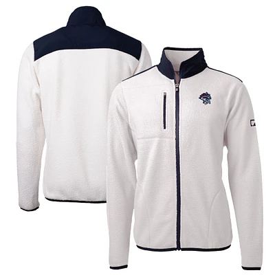 Men's Cutter & Buck White/Navy Binghamton Rumble Ponies Big Tall Cascade Eco Sherpa Fleece Full-Zip Jacket