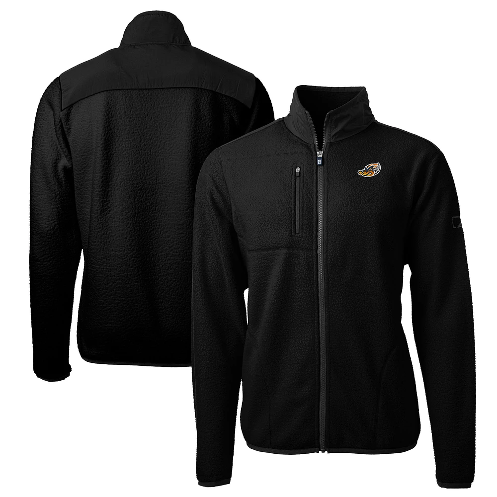 Men's Cutter & Buck Black Akron RubberDucks Big Tall Cascade Eco Sherpa Fleece Full-Zip Jacket
