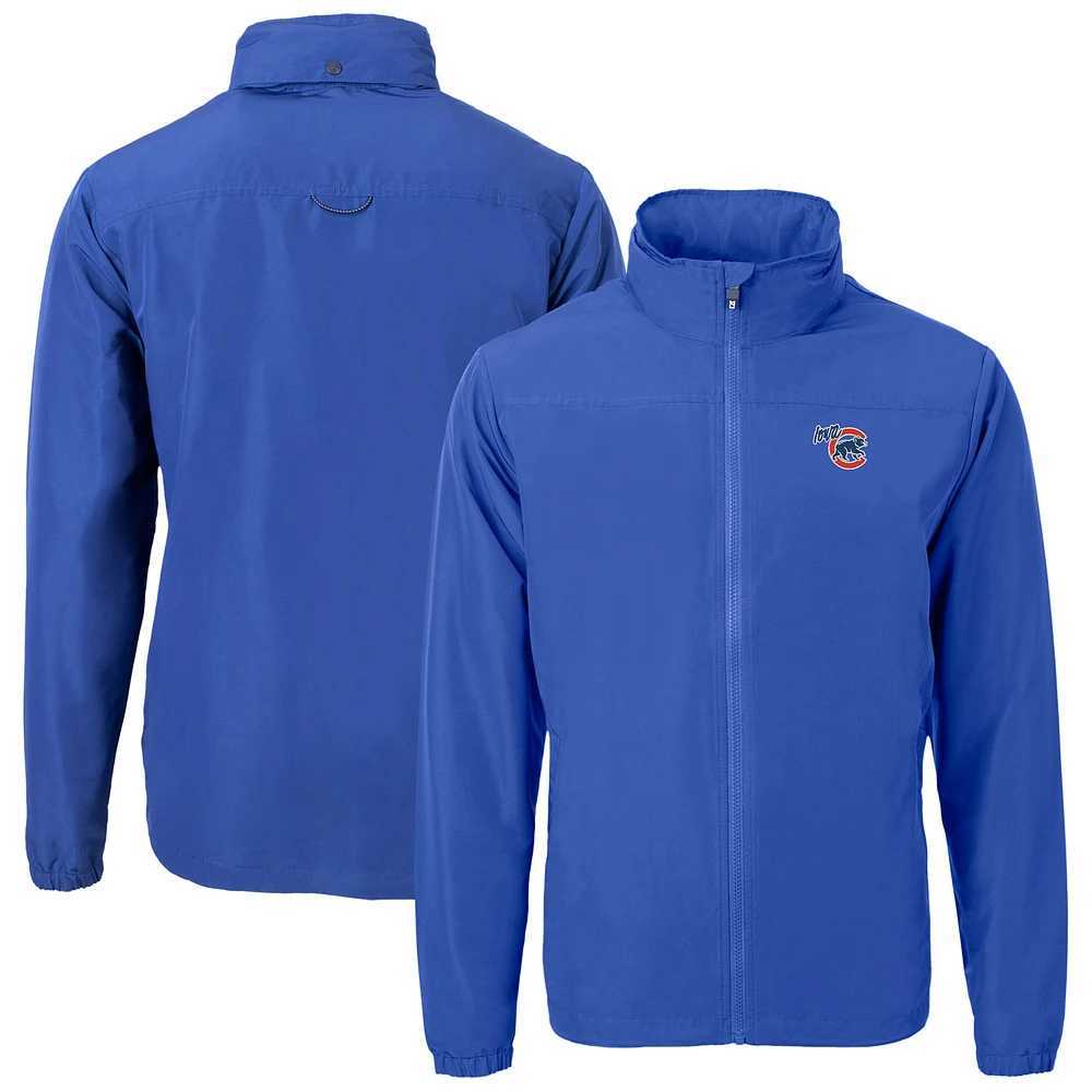 Men's Cutter & Buck Blue Iowa Cubs Big Tall Charter Eco Knit Recycled Full-Zip Jacket