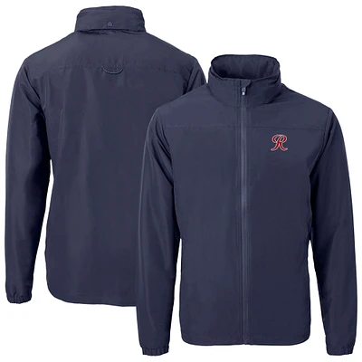 Men's Cutter & Buck Navy Tacoma Rainiers Big Tall Charter Eco Knit Recycled Full-Zip Jacket