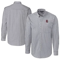 Men's Cutter & Buck  Charcoal Birmingham Barons Big Tall Easy Care Stretch Gingham Long Sleeve Button-Down Shirt