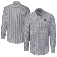 Men's Cutter & Buck  Charcoal Birmingham Barons Big Tall Easy Care Stretch Gingham Long Sleeve Button-Down Shirt