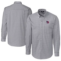 Men's Cutter & Buck  Charcoal Buffalo Bisons Big Tall Easy Care Stretch Gingham Long Sleeve Button-Down Shirt