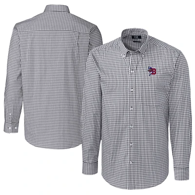 Men's Cutter & Buck  Charcoal Buffalo Bisons Big Tall Easy Care Stretch Gingham Long Sleeve Button-Down Shirt