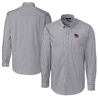 Men's Cutter & Buck  Charcoal Buffalo Bisons Big Tall Easy Care Stretch Gingham Long Sleeve Button-Down Shirt