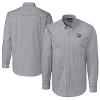 Men's Cutter & Buck  Charcoal Las Vegas Aviators Big Tall Easy Care Stretch Gingham Long Sleeve Button-Down Shirt