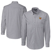 Men's Cutter & Buck  Charcoal Las Vegas Aviators Big Tall Easy Care Stretch Gingham Long Sleeve Button-Down Shirt