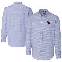 Men's Cutter & Buck  Blue Buffalo Bisons Big Tall Easy Care Stretch Gingham Long Sleeve Button-Down Shirt