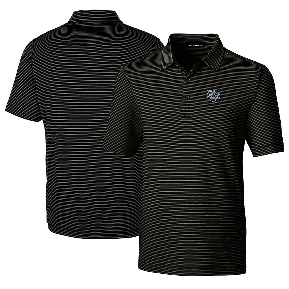Men's Cutter & Buck Black Lehigh Valley IronPigs Big Tall Forge Pencil Stripe Stretch Polo