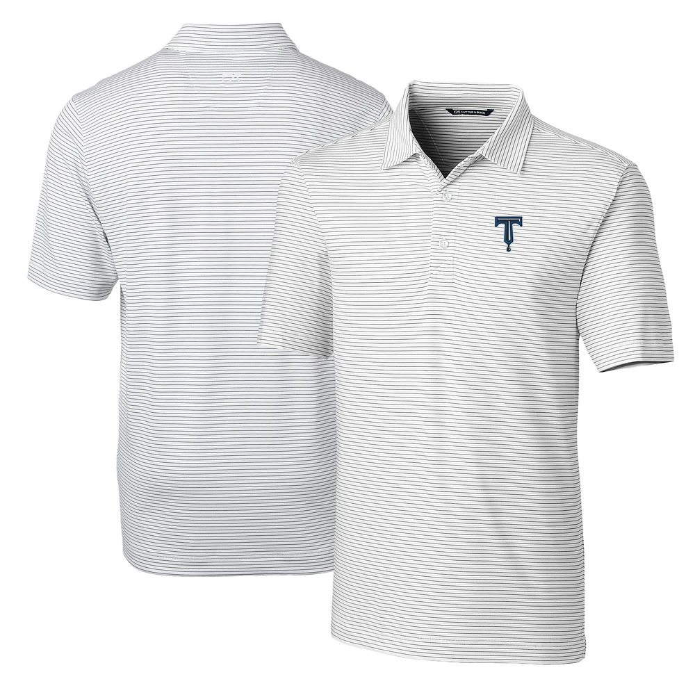 Men's Cutter & Buck White Tulsa Drillers Big Tall Forge Pencil Stripe Stretch Polo