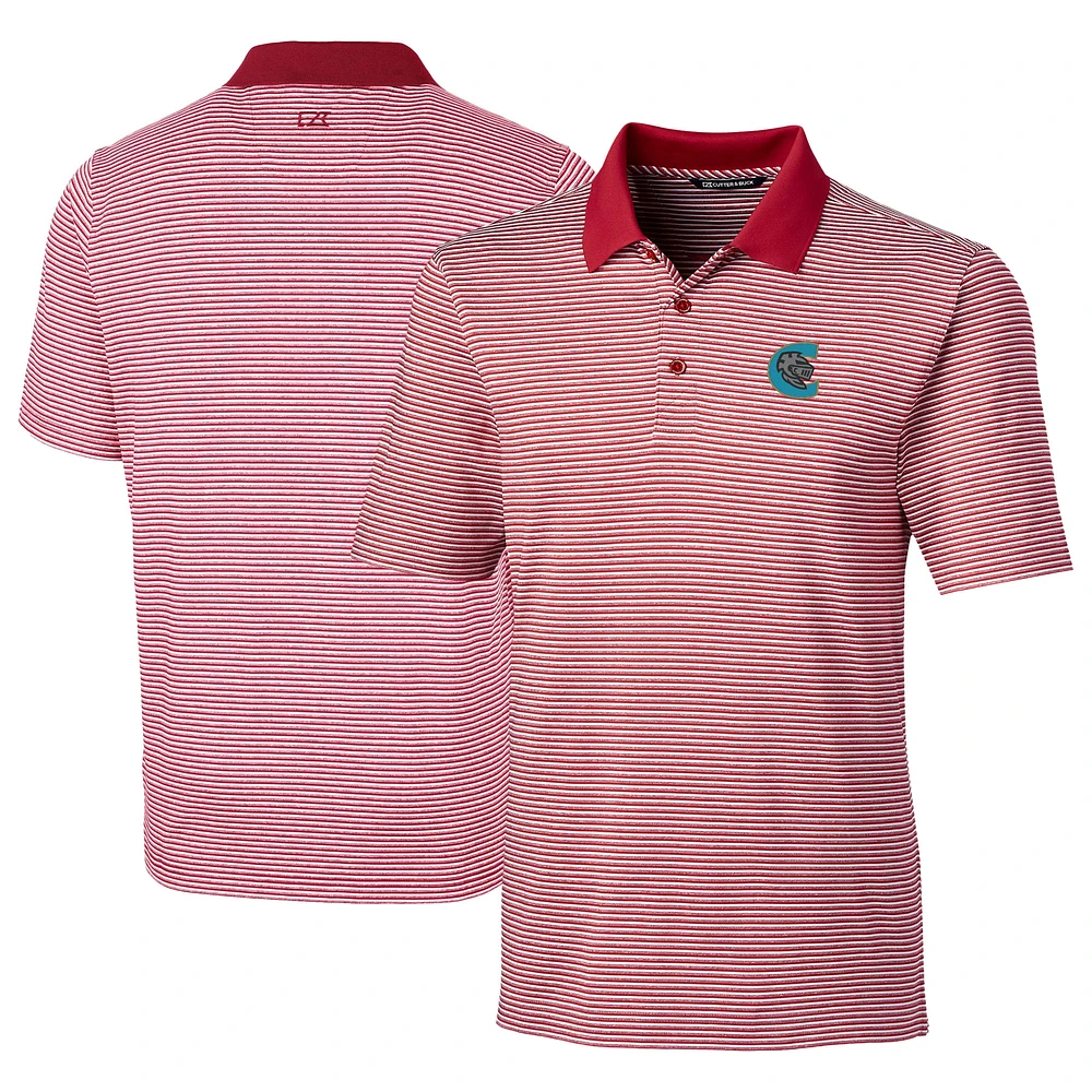 Men's Cutter & Buck Red Charlotte Knights Big Tall Forge Tonal Stripe Stretch Polo