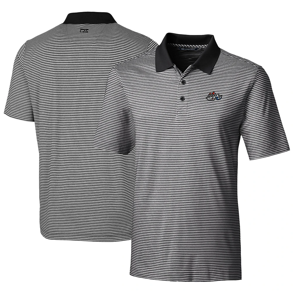 Men's Cutter & Buck Black Rocket City Trash Pandas Big Tall Forge Tonal Stripe Stretch Polo