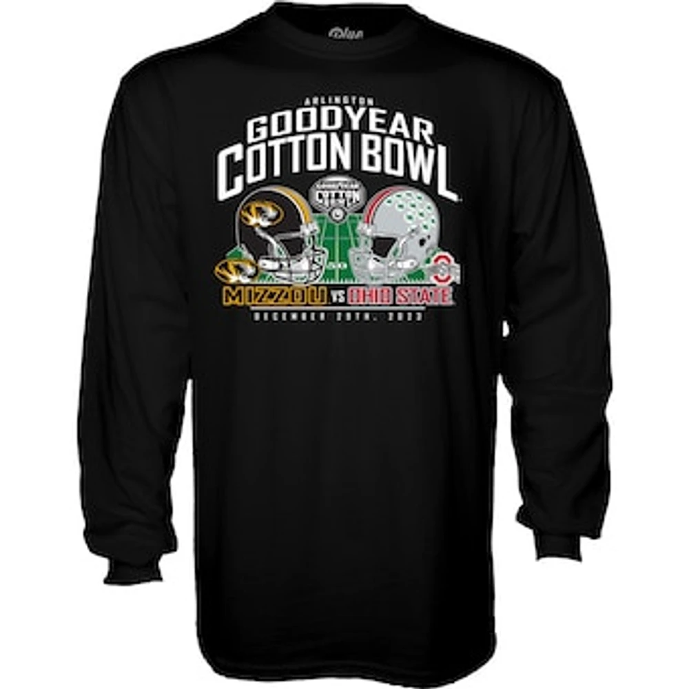 Men's Blue 84  Black Missouri Tigers vs. Ohio State Buckeyes 2023 Cotton Bowl Matchup Long Sleeve T-Shirt