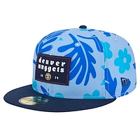 Men's New Era Blue Denver Nuggets Palm Fronds 2-Tone 59FIFTY Fitted Hat