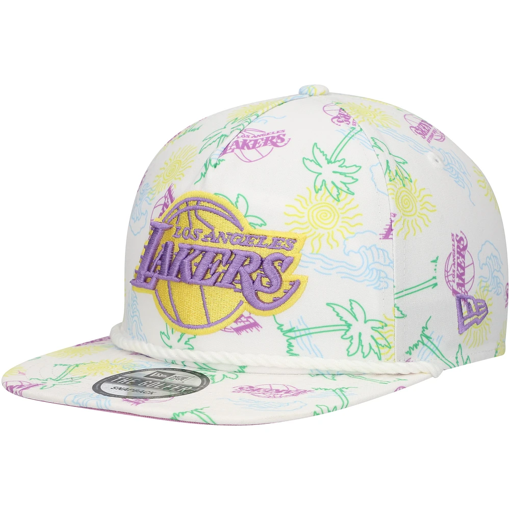 Men's New Era White Los Angeles Lakers Palm Trees and Waves Golfer Adjustable Hat