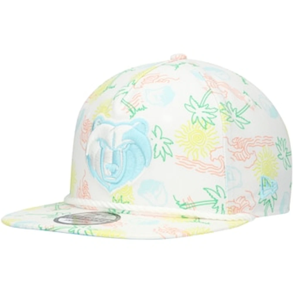 Men's New Era White Memphis Grizzlies Palm Trees and Waves Golfer Adjustable Hat