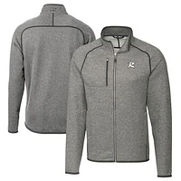 Men's Cutter & Buck Heather Gray Richmond Flying Squirrels Big Tall Mainsail Sweater-Knit Full-Zip Jacket