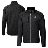 Men's Cutter & Buck Heather Charcoal Akron RubberDucks Big Tall Mainsail Sweater-Knit Full-Zip Jacket