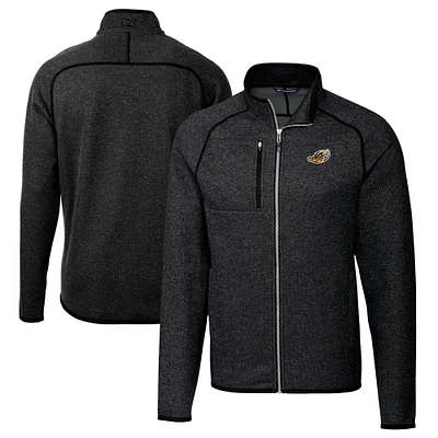 Men's Cutter & Buck Heather Charcoal Akron RubberDucks Big Tall Mainsail Sweater-Knit Full-Zip Jacket
