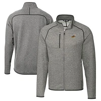 Men's Cutter & Buck Heather Gray Akron RubberDucks Big Tall Mainsail Sweater-Knit Full-Zip Jacket