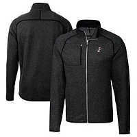 Men's Cutter & Buck Heather Charcoal Albuquerque Isotopes Big Tall Mainsail Sweater-Knit Full-Zip Jacket