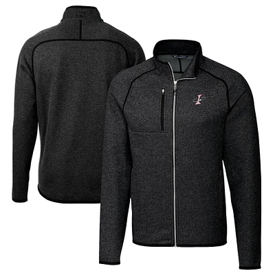 Men's Cutter & Buck Heather Charcoal Albuquerque Isotopes Big Tall Mainsail Sweater-Knit Full-Zip Jacket