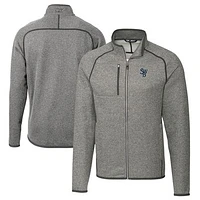 Men's Cutter & Buck Heather Gray Scranton Wilkes-Barre RailRiders Big Tall Mainsail Sweater-Knit Full-Zip Jacket