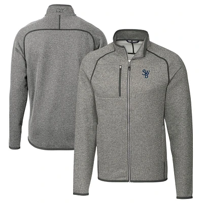 Men's Cutter & Buck Heather Gray Scranton Wilkes-Barre RailRiders Big Tall Mainsail Sweater-Knit Full-Zip Jacket