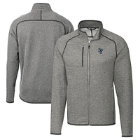Men's Cutter & Buck Heather Gray Scranton Wilkes-Barre RailRiders Big Tall Mainsail Sweater-Knit Full-Zip Jacket