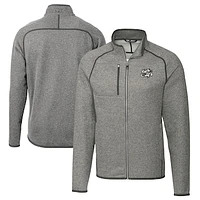 Men's Cutter & Buck Heather Gray Omaha Storm Chasers Big Tall Mainsail Sweater-Knit Full-Zip Jacket