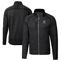 Men's Cutter & Buck Heather Charcoal Tacoma Rainiers Big Tall Mainsail Sweater-Knit Full-Zip Jacket