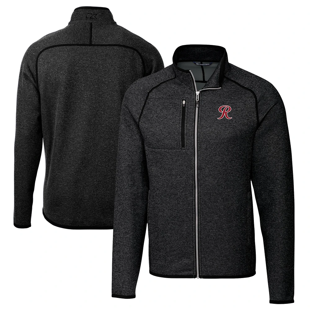 Men's Cutter & Buck Heather Charcoal Tacoma Rainiers Big Tall Mainsail Sweater-Knit Full-Zip Jacket