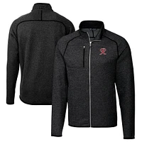 Men's Cutter & Buck Heather Charcoal Tacoma Rainiers Big Tall Mainsail Sweater-Knit Full-Zip Jacket